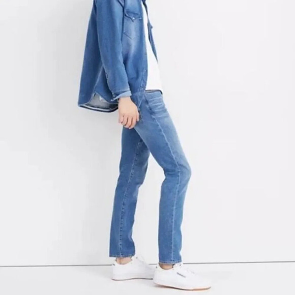 Madewell Slim Straight Everyday Flex Cromwell Blue Wash Denim Jeans 33 X 32